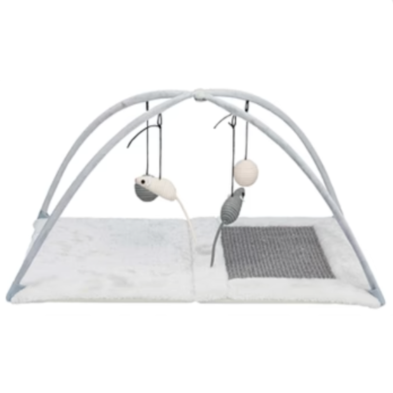 Kratzmatte Mit Spielzeug Auf Kordel Grau 60X33X42 CM